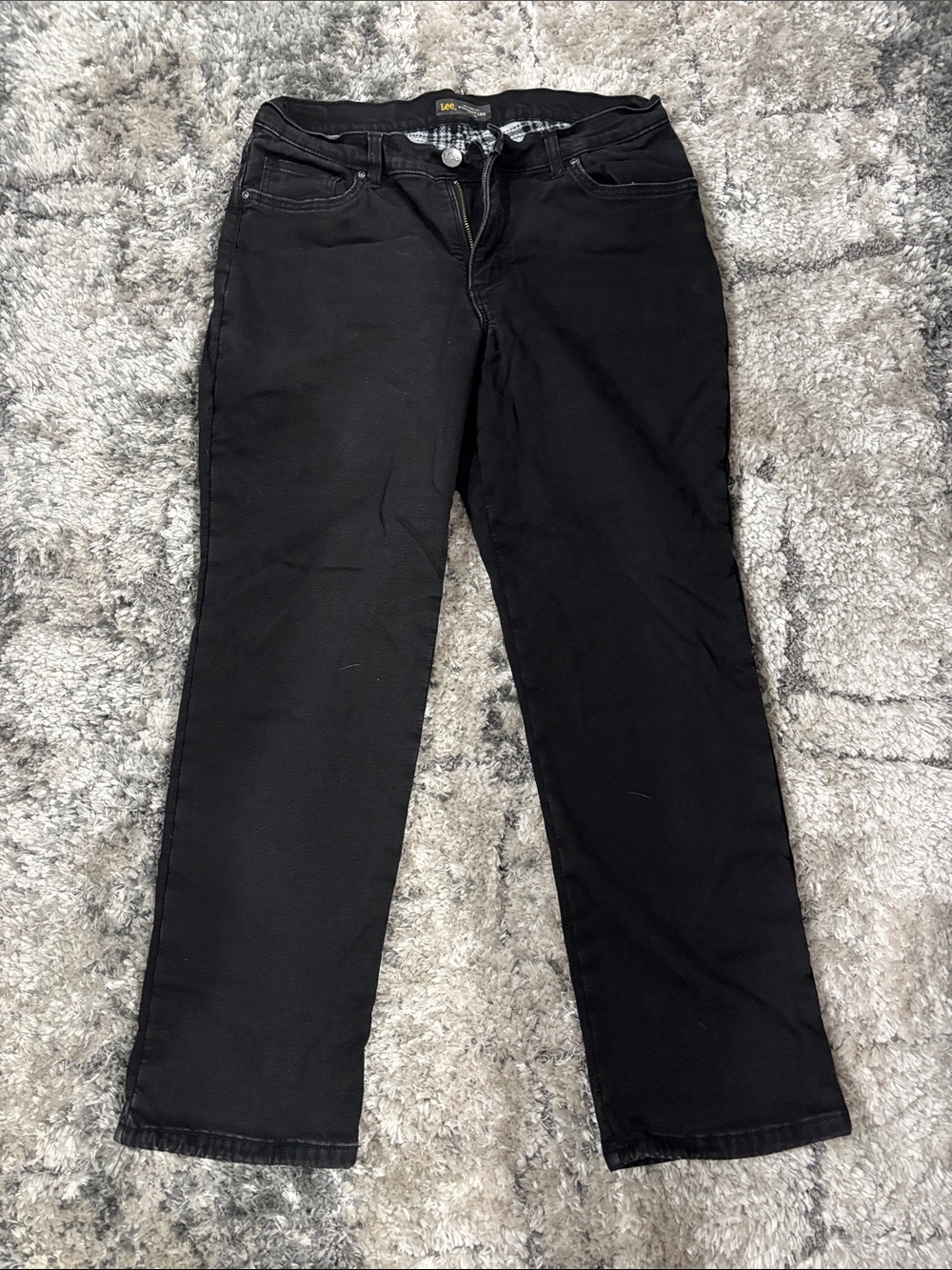 Lee Flannel lined Straight Leg Jeans in Black